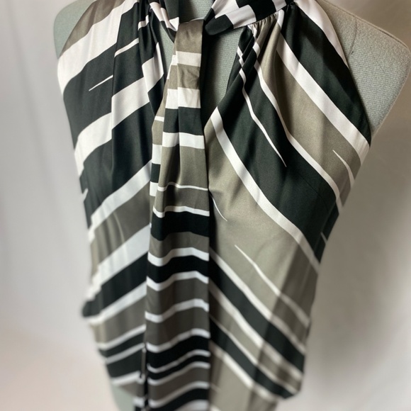 Banana Republic bias stripe high neck tank with tie. - Picture 3 of 10